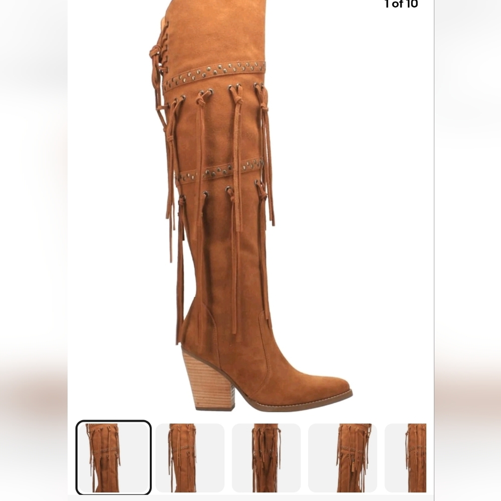 Dingo Thigh High Over The Knee Suede Fringe Boots Boho Western Hippie Chic - Picture 2 of 12